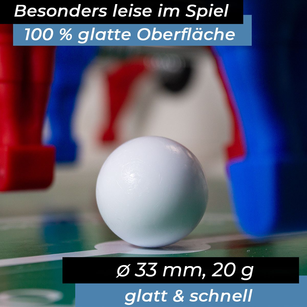 Kickerball Universal weiß, glatt und schnell 33 mm, 20 g, 5 Stück