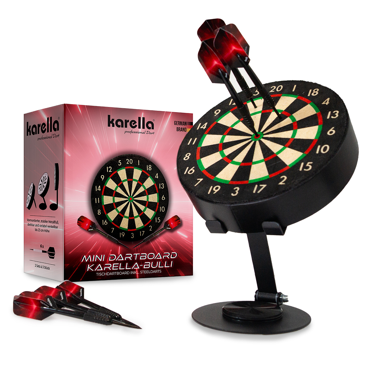000000842001.jpg Karella Bulli mini dartboard incl. 2 sets of mini steel-tip darts