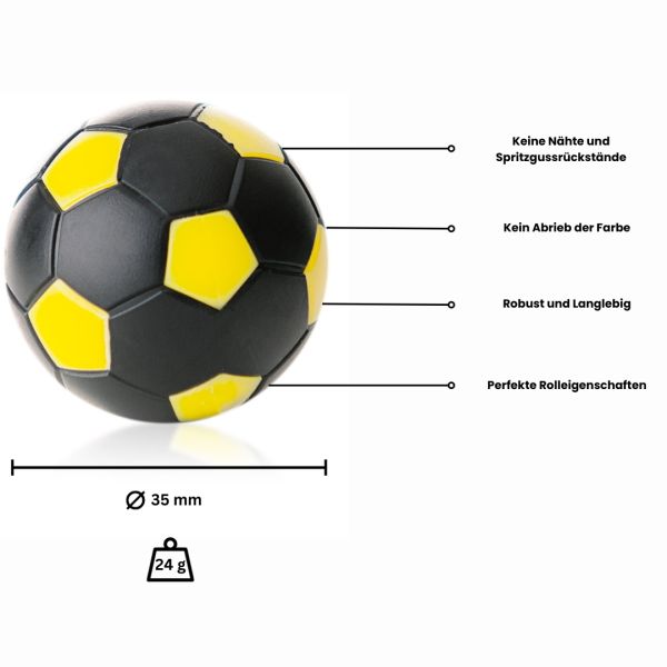 Kickerball schwarz/gelb, 10 Stück