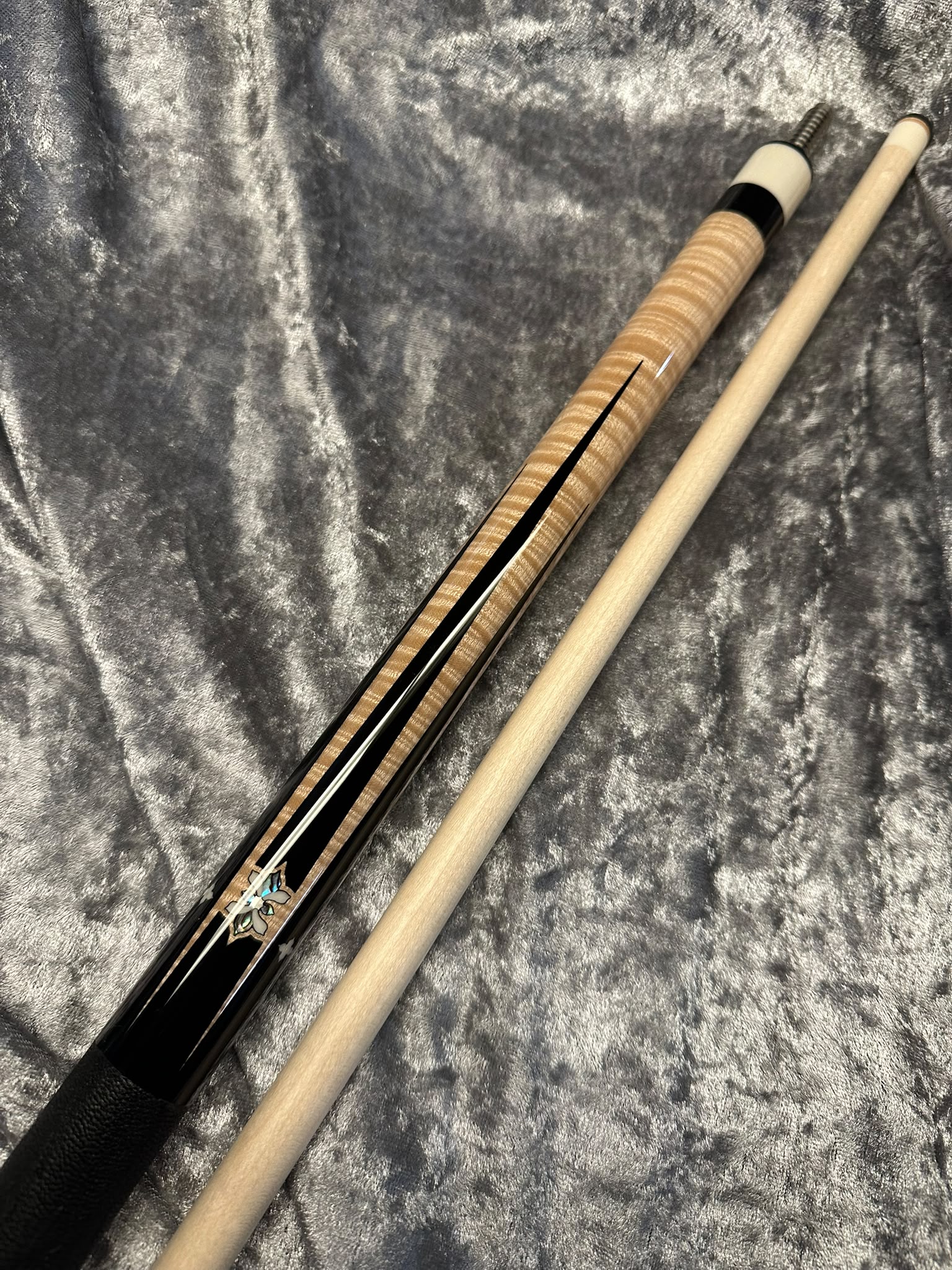 Arthur Cue Curly Maple Ebony Abalone