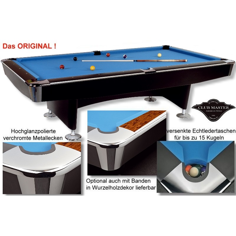 Pool-Tisch CLUB MASTER schwarz, 8' und 9'