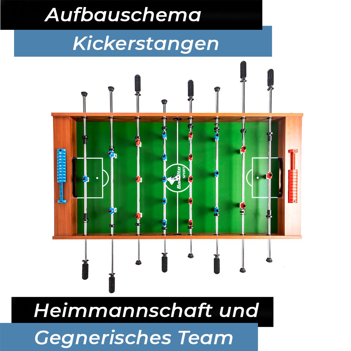 Kickerstange hohl 13 mm, komplettes Set (8 Stangen)
