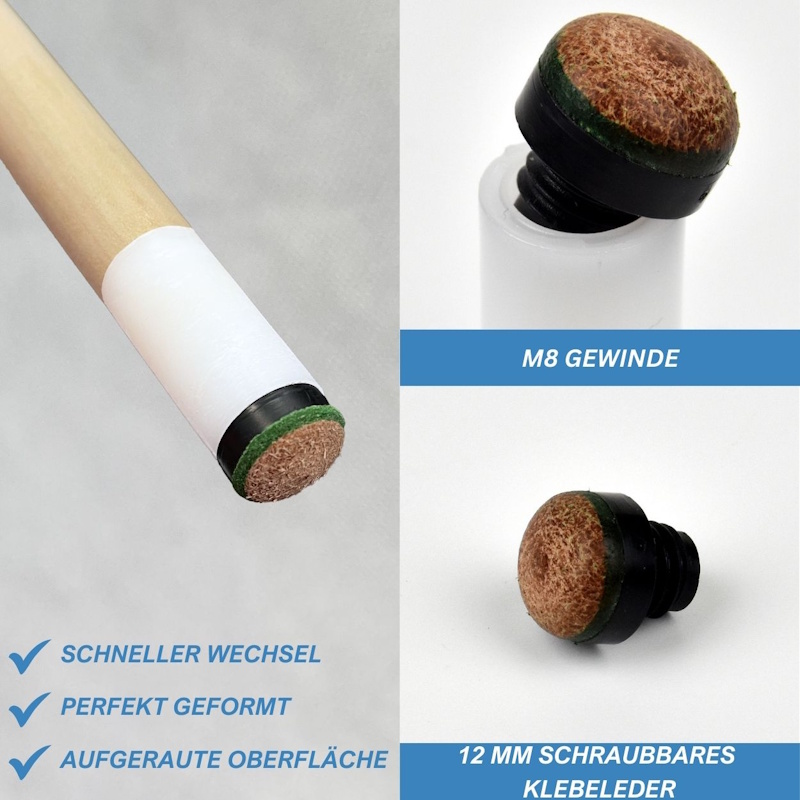 Hausqueue Luxus 12 mm Schraubleder 140 cm, einteilig Hausqueue Luxus 12 mm Schraubleder 140 cm, einteilig