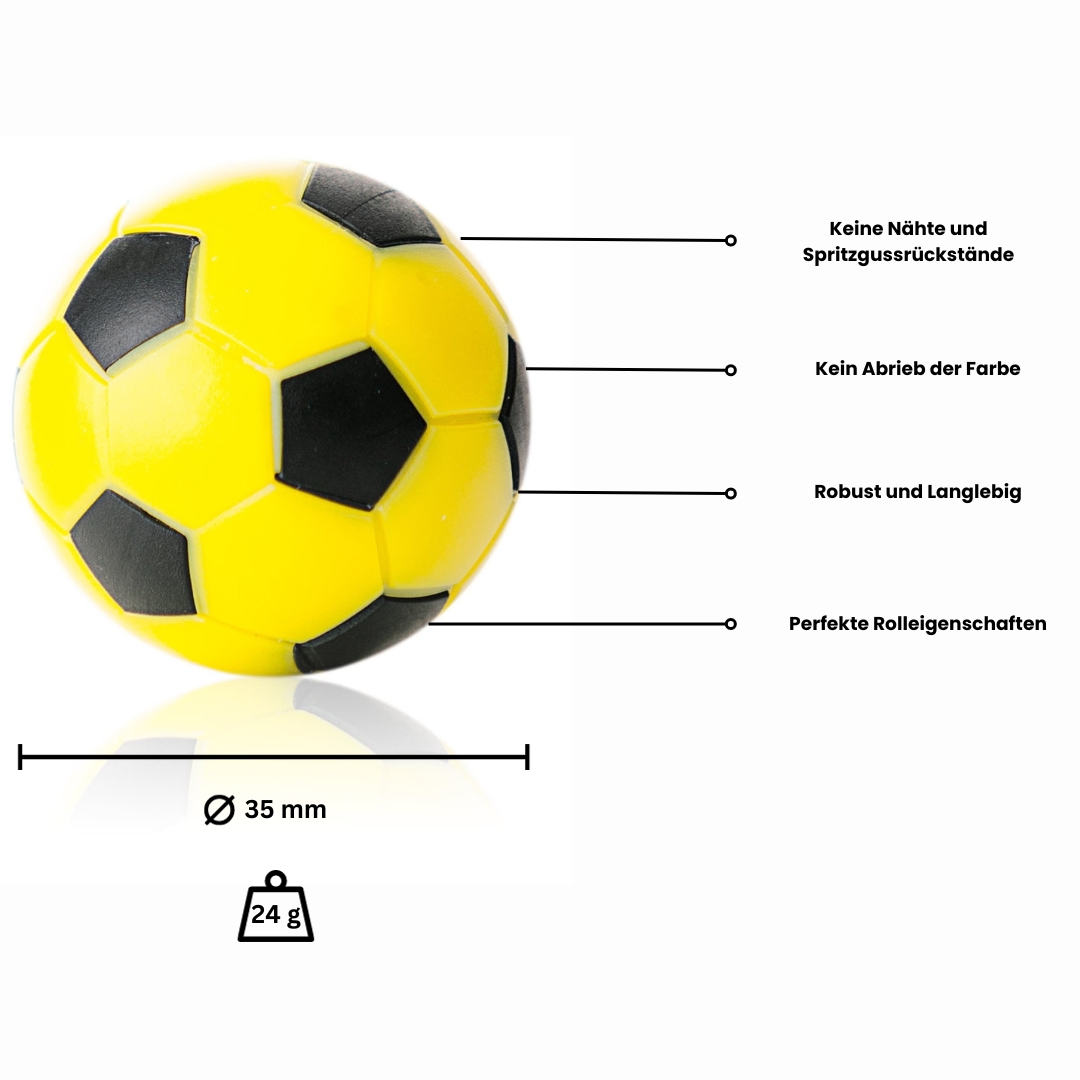 Kickerball gelb/schwarz 35 mm, 10 Stück Kickerball gelb/schwarz 35 mm, 5 Stück