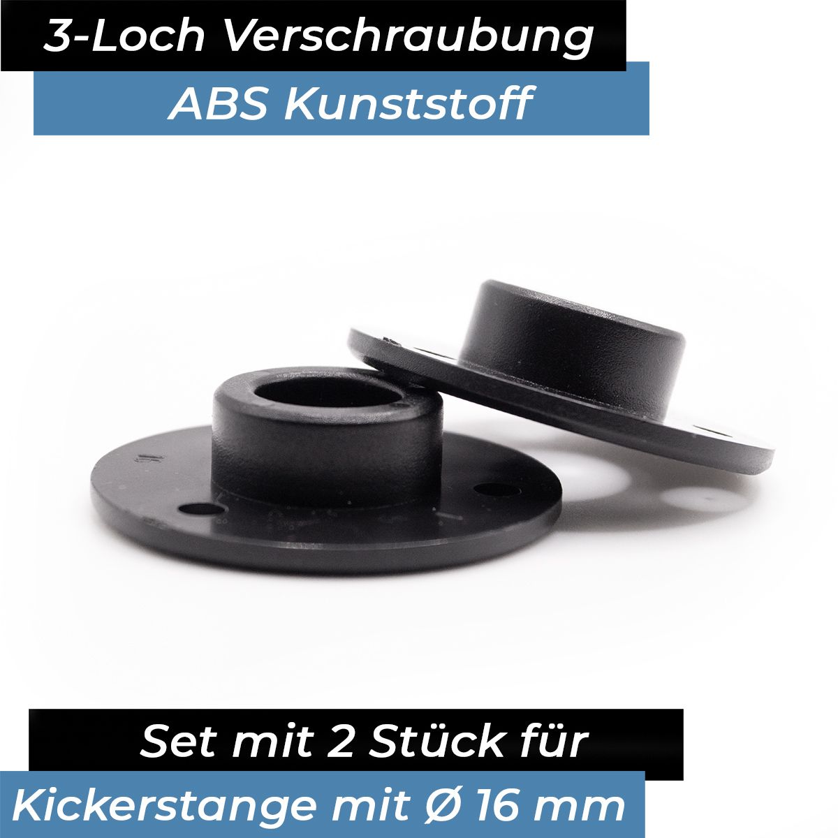 Flanschlager 3-Loch für 16 mm Stangen (2 Stück)