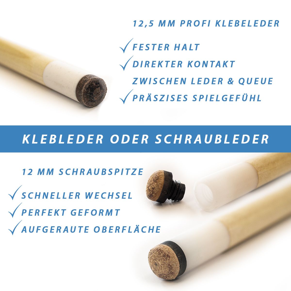 Queue Shooter HouseCue 2tlg, 145 cm, 12 mm Schraubleder Queue Shooter HouseCue 2tlg, 145 cm, 12.5 mm Klebeleder